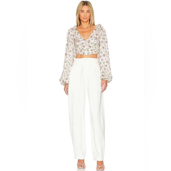✨ NWOT For Love & Lemons Tanya Crop Top M Satin Boned Bust $144 - Picture 4 of 13
